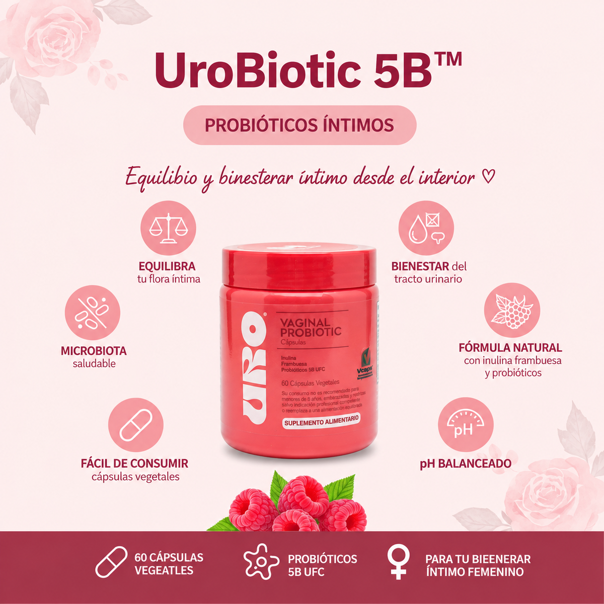 UroBiotic 5B: Probiótico vaginal que restablece tu equilibrio íntimo 🌸