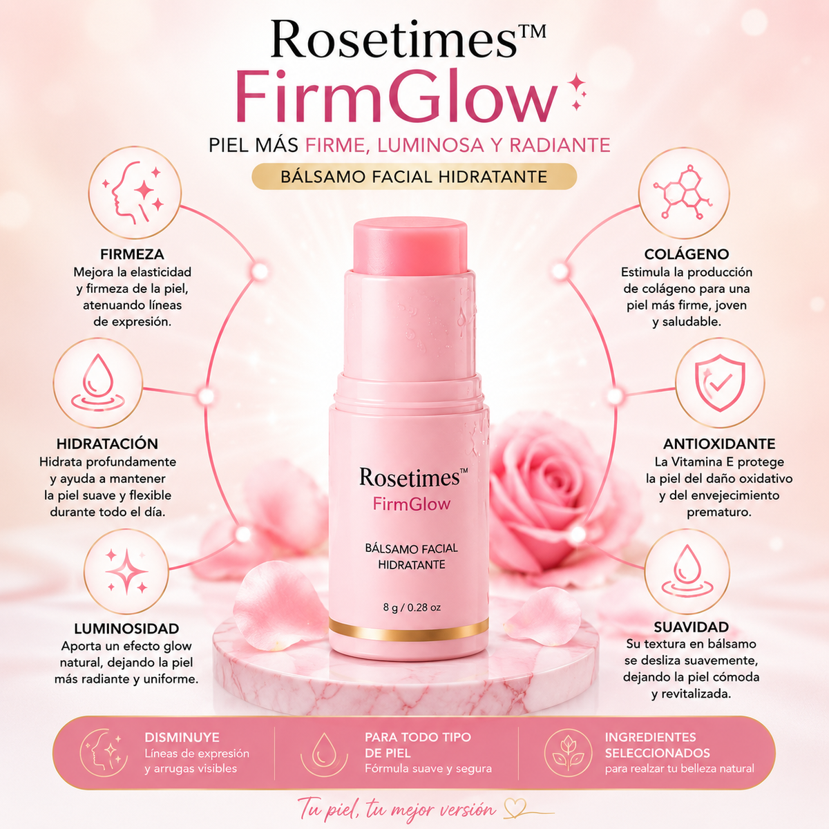 Rosetimes™ FirmGlow — Firmeza y luminosidad